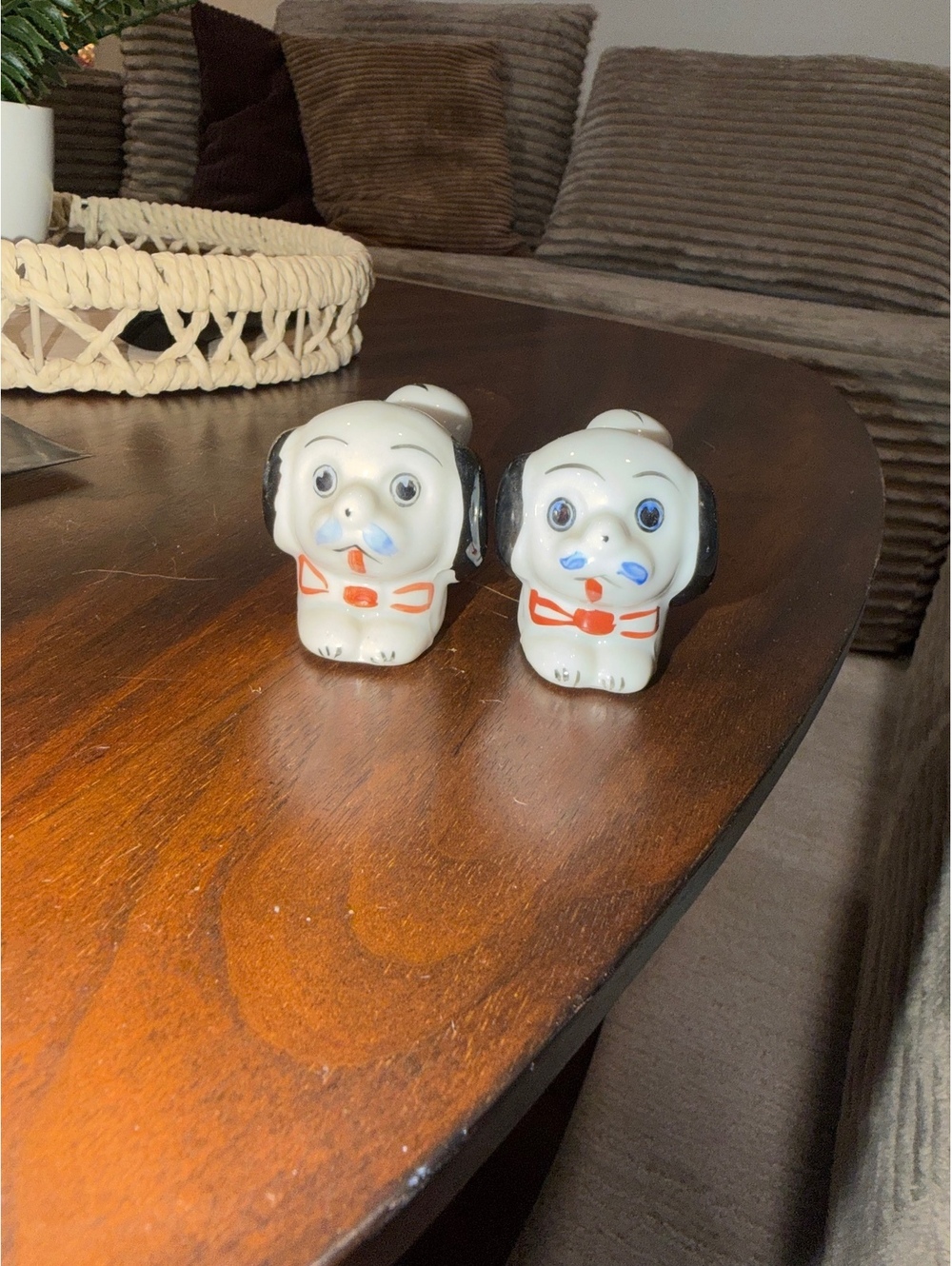 Ceramic Dog Head Salt and Pepper Shaker Set